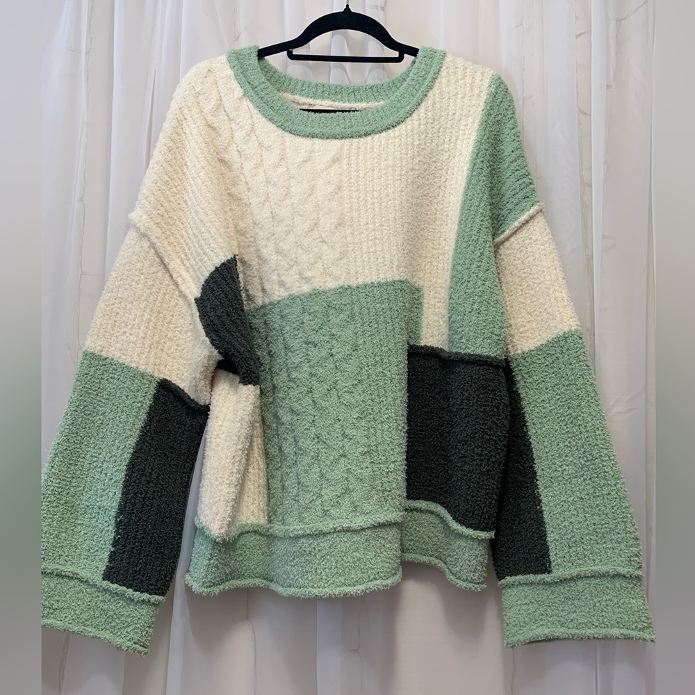 POL Color Block Cozy Wide Sleeve Sweatshirt